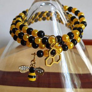 "Bee Fun" Honeybee handmade wire wrap bracelet